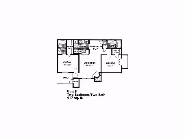 2 Bedroom 2 Bath Flat 1412 floor plan